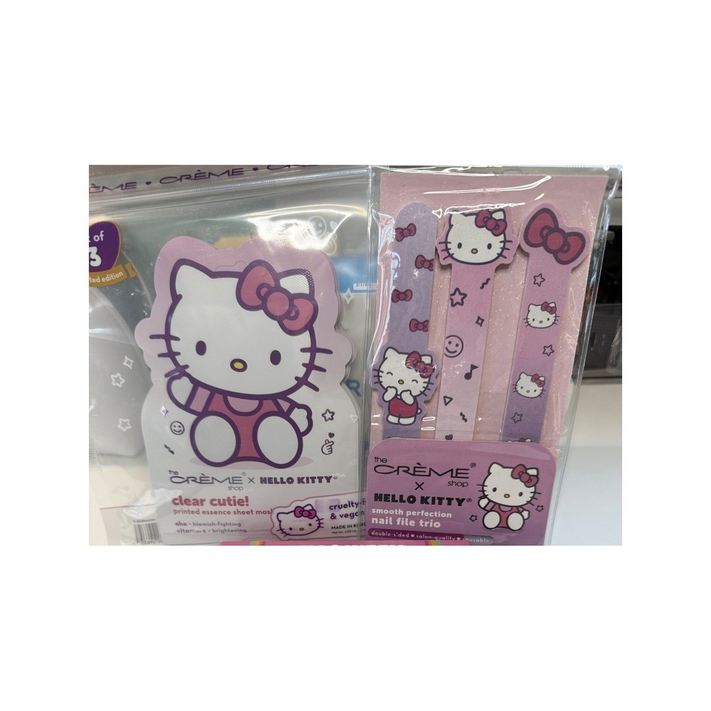 The Creme Shop Hello Kitty Clear Cutie Sheet Mask 3pk & Nail File Trio NIB